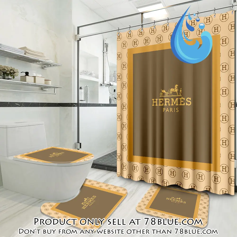 Hermes luxury brand preium bathroom set with shower curtain 78b5444227